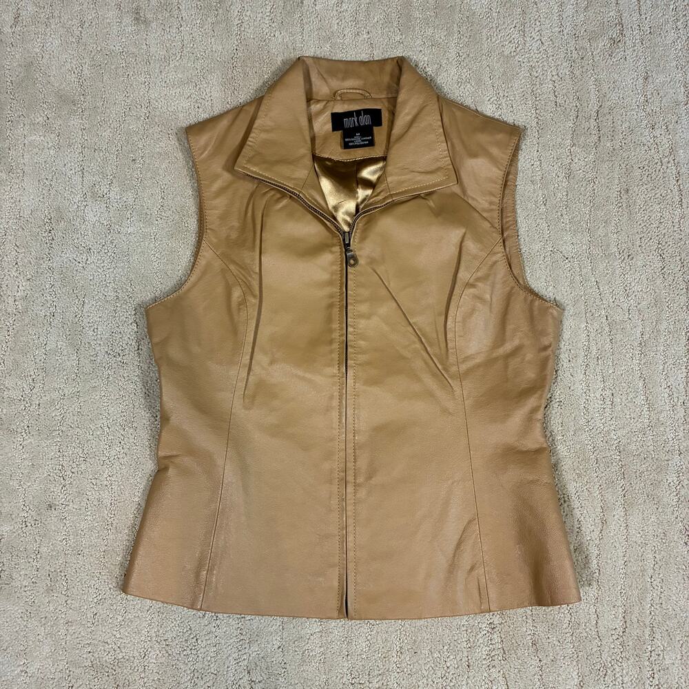 Vintage Y2K Mark Alan Women M Brown Leather Vest Indie Sleaze Grunge Gilmore